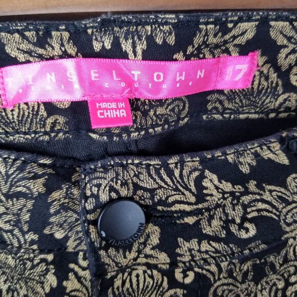 Tinseltown Skinny Jeans - Gold and Black print jeans - Size 7 - Picture 3 of 7